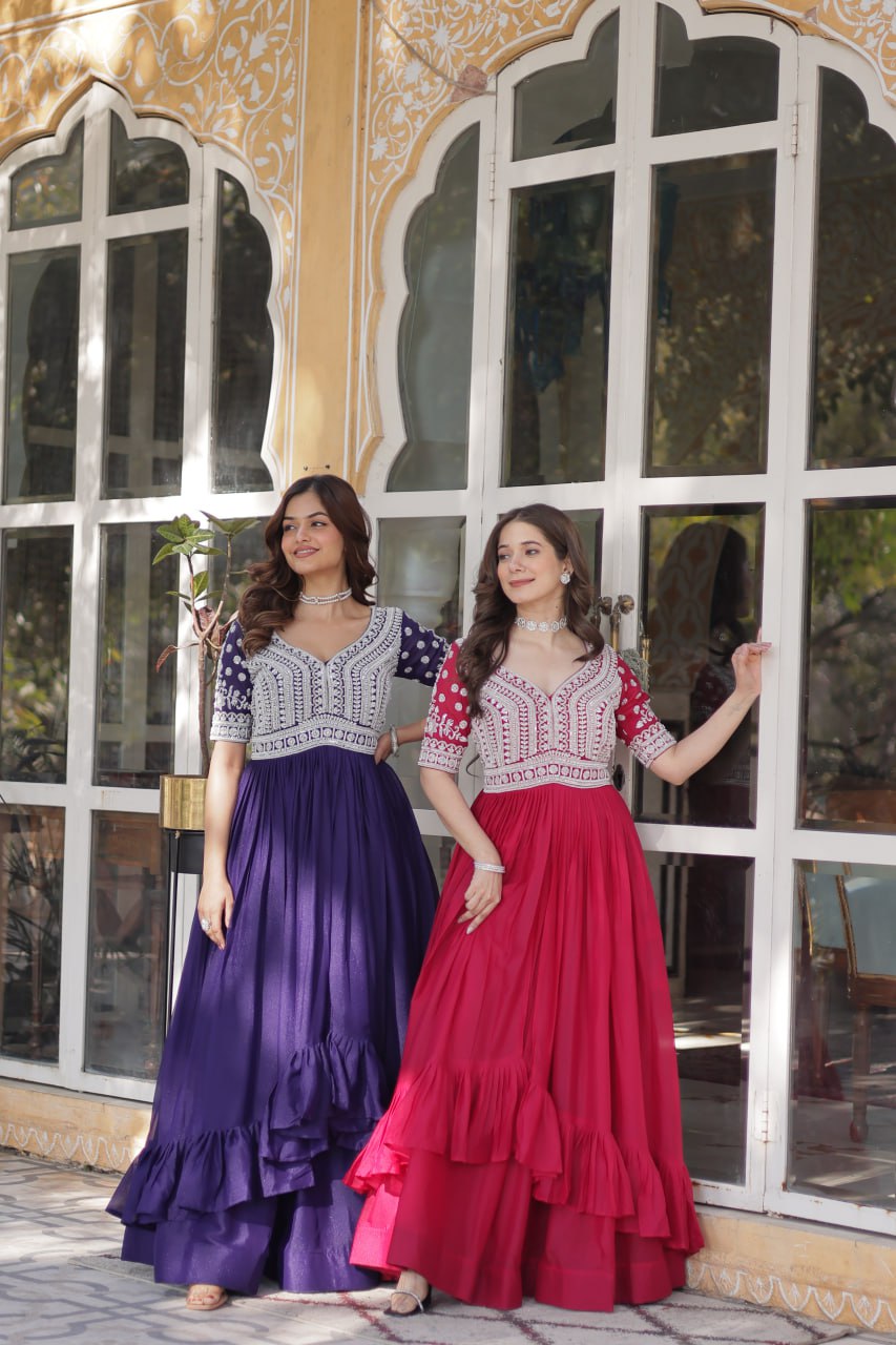 Inaya Draped in Tradition Star Georgette Slit Cut Long Kurti Set