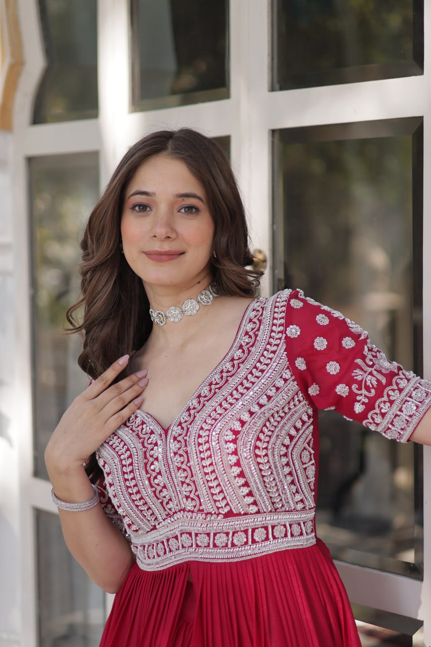 Inaya Draped in Tradition Star Georgette Slit Cut Long Kurti Set