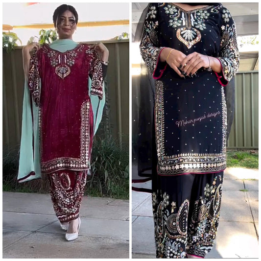 Mehar Velvet Elegance Embroidered Suit Set