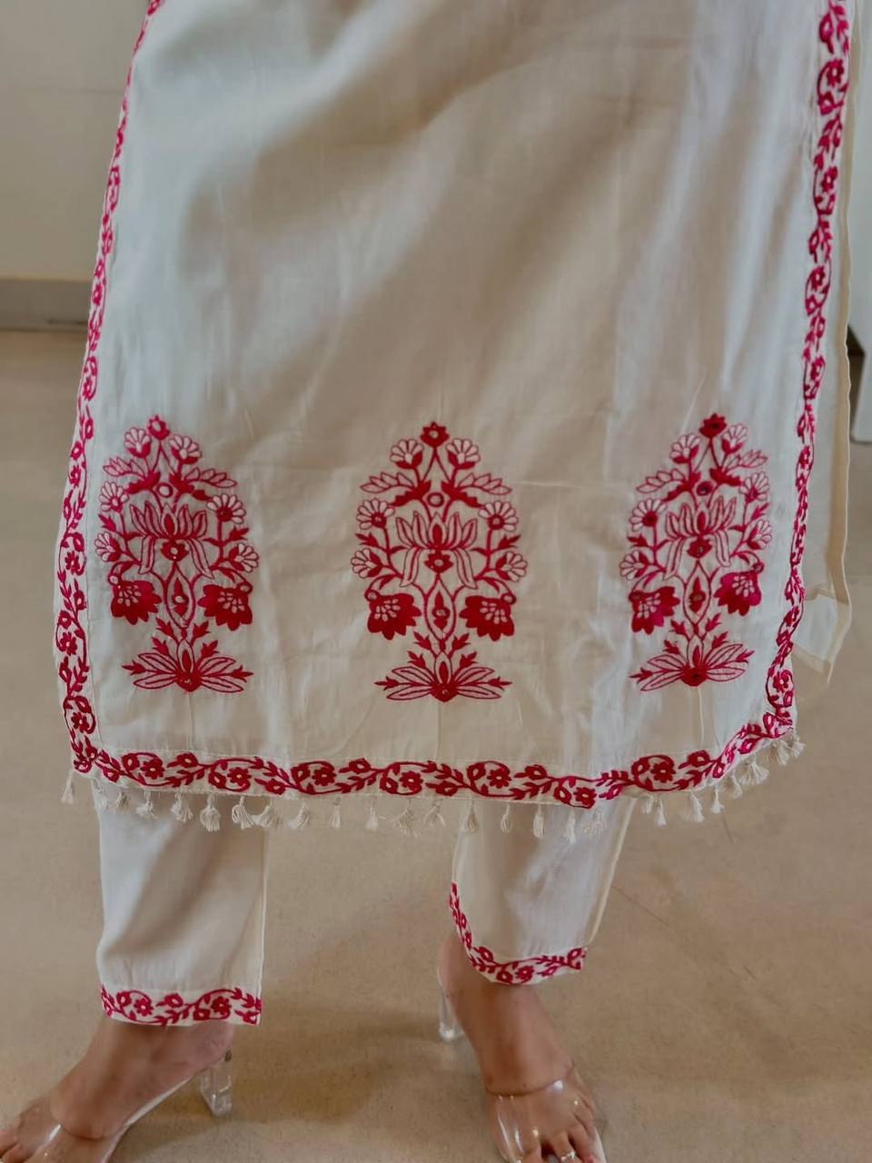 Whispers of Pink on Cloud White