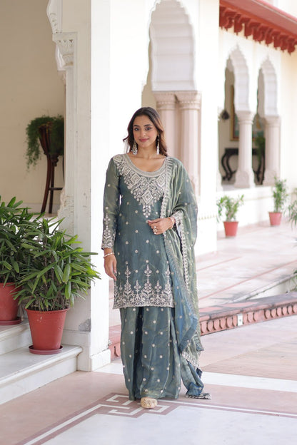 Moonlit Emerald Embellishments Regal Sage Sharara Set