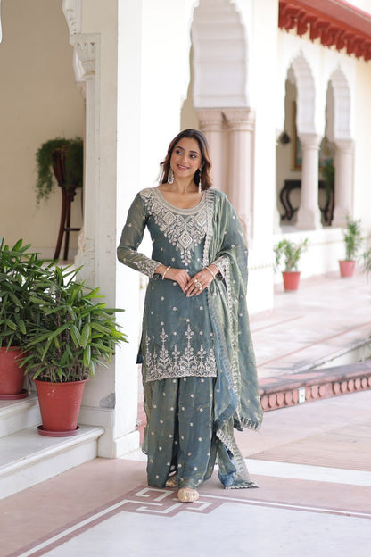 Moonlit Emerald Embellishments Regal Sage Sharara Set
