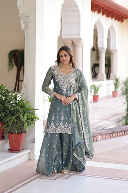 Moonlit Emerald Embellishments Regal Sage Sharara Set