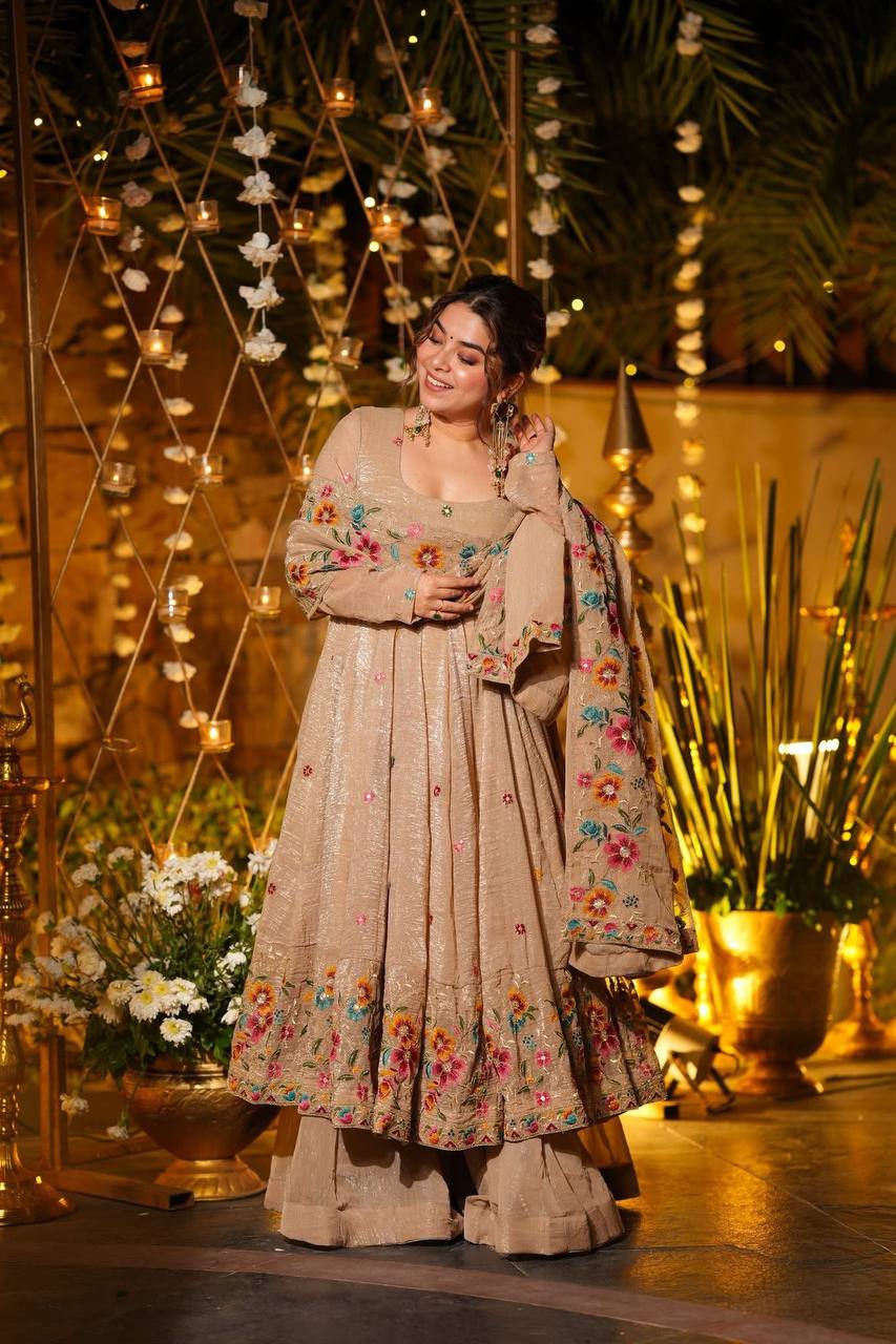 Ayleen Glint Floral Anarkali Sharara Set