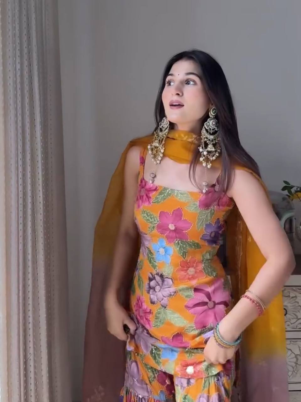 Floral Bliss Sharara Set with Embroidered Dupatta