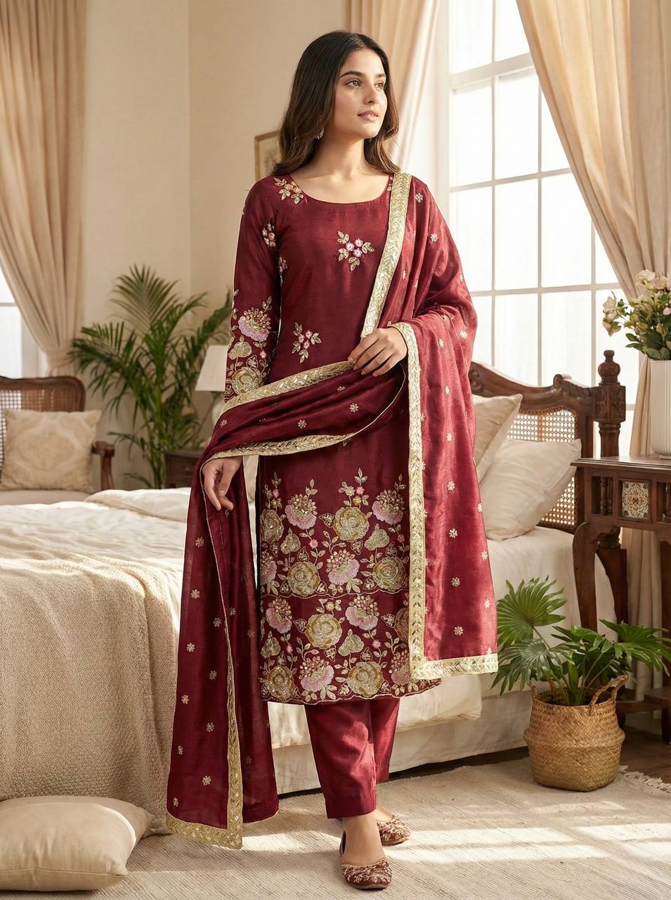 Gulnaz Organza Embroidered Sharara Set