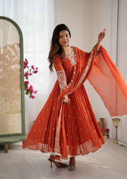 Radiant Charm in Rust Anarkali