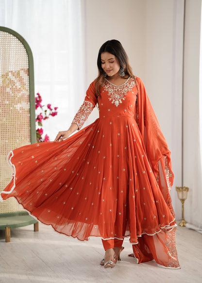 Radiant Charm in Rust Anarkali