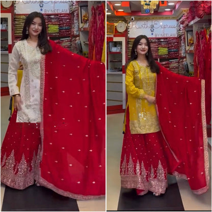 Radiant Royal Heritage Sharara Suit with Contrast Dupatta