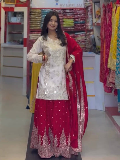 Radiant Royal Heritage Sharara Suit with Contrast Dupatta