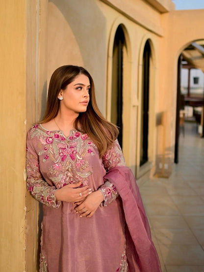 Disha  Natural Crep Silk Top-Bottom Suit