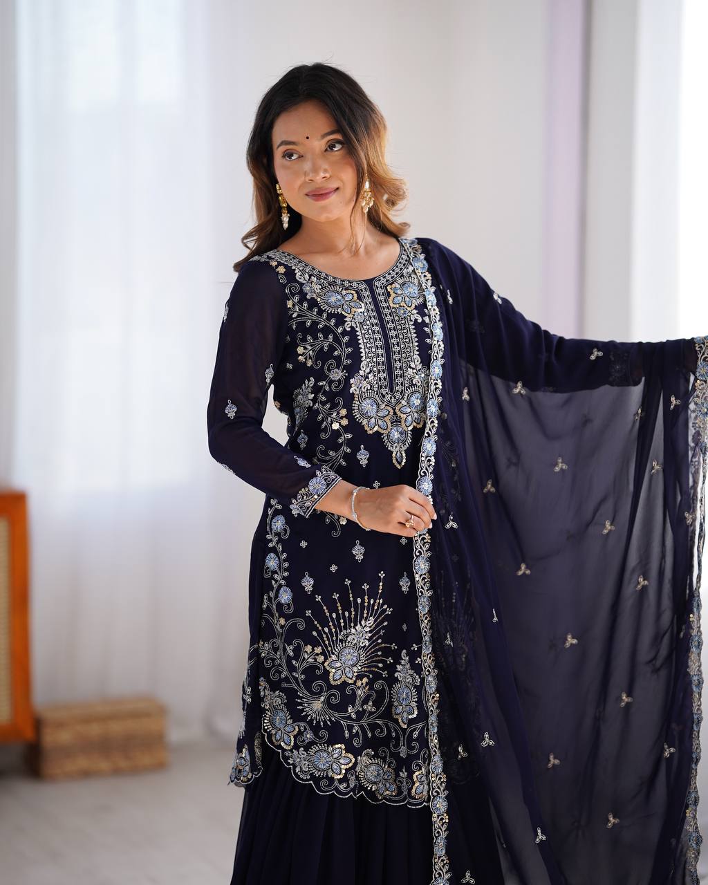 Aayna Faux Georgette Tradition Sharara