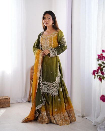 Rust Chinon silk Designer Party Wear Sharara