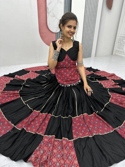 Rajwada Grace Black & Bandhej Fusion Lehenga Choli