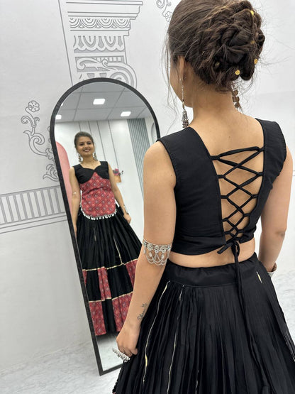 Rajwada Grace Black & Bandhej Fusion Lehenga Choli