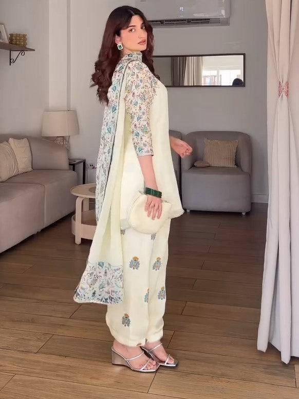 Vanilla Digital Print Disigner Farshi Palazzo Suit