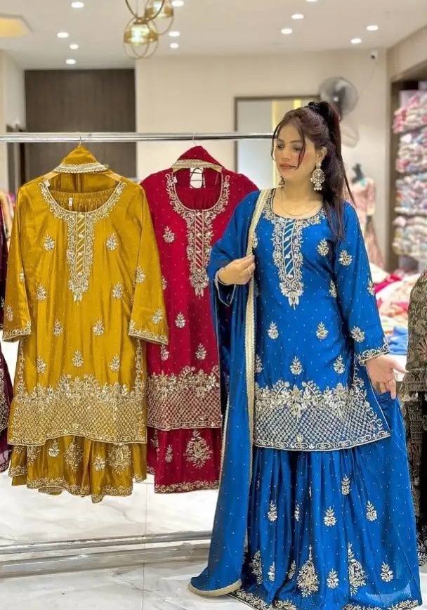 Zarkaar Heavy chinon silk Designer Sharara