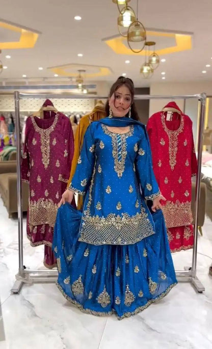 Zarkaar Heavy chinon silk Designer Sharara