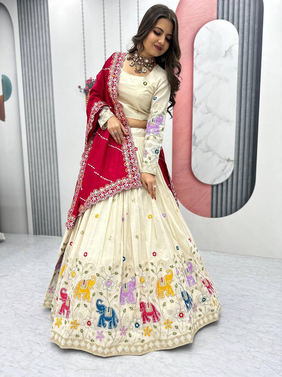The Queen of Multicolored Elephant Lehenga