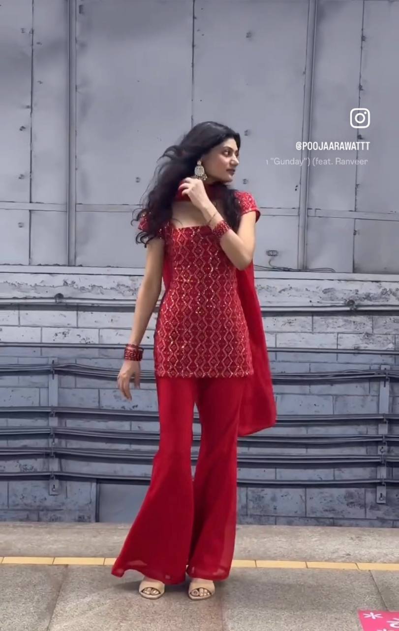 Zara Sparkle Sequence Kurti–Plazzo Set